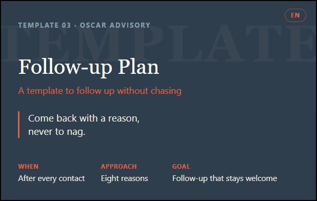 Template 03 — Follow-up Plan