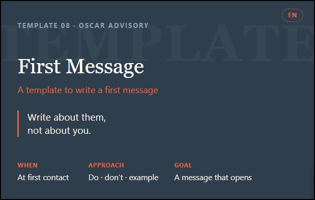 Template 08 — Eerste boodschap