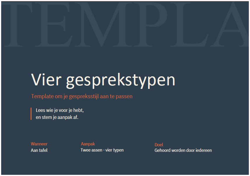 Template 10 — Vier gesprekstypen